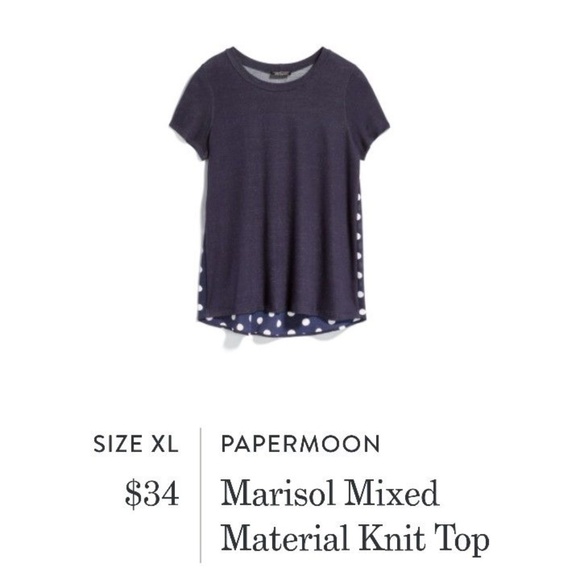 STITCH FIX PAPERMOON Marisol Mixed Material Top - Picture 1 of 5